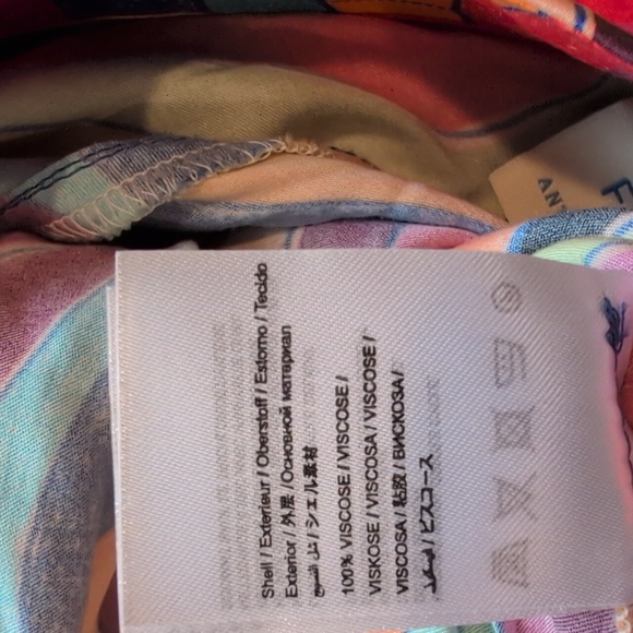 Farm Rio Anthropologie Colorful Wave Pattern Women's Wide Leg Pants Med Petite - Picture 8 of 11